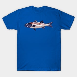 Striped BAss American flag style T-Shirt